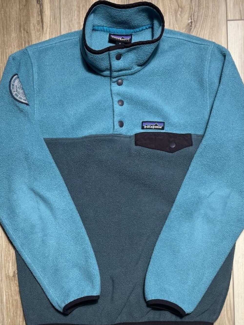 Patagonia Synchilla Snap-T Fleece Two Tone Teal Gray Jacket - Women Size Small